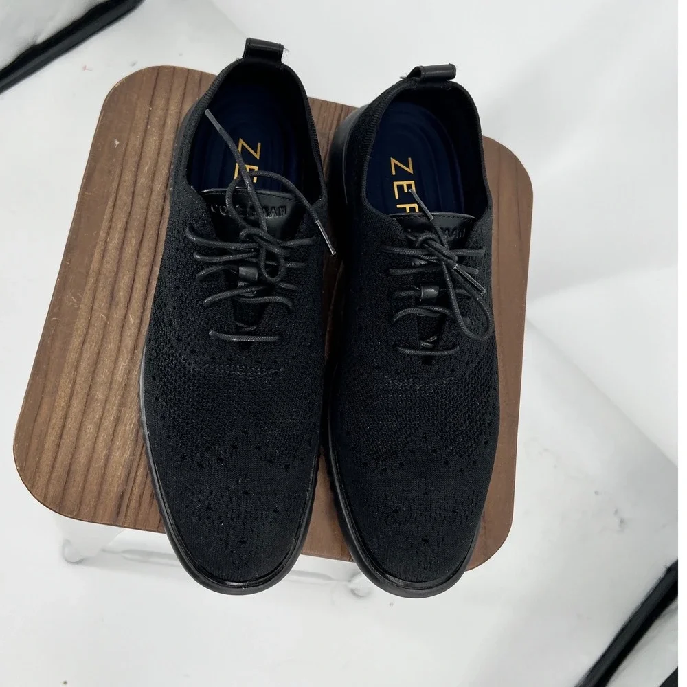 Cole Haan 2.Zerogrand Stitchlite Wingtip Oxford Black Knit Mens 11 NWT